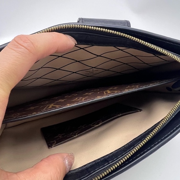 LV Brown and Black Monogram Clutch with Gold Accents - Picture 13 of 13